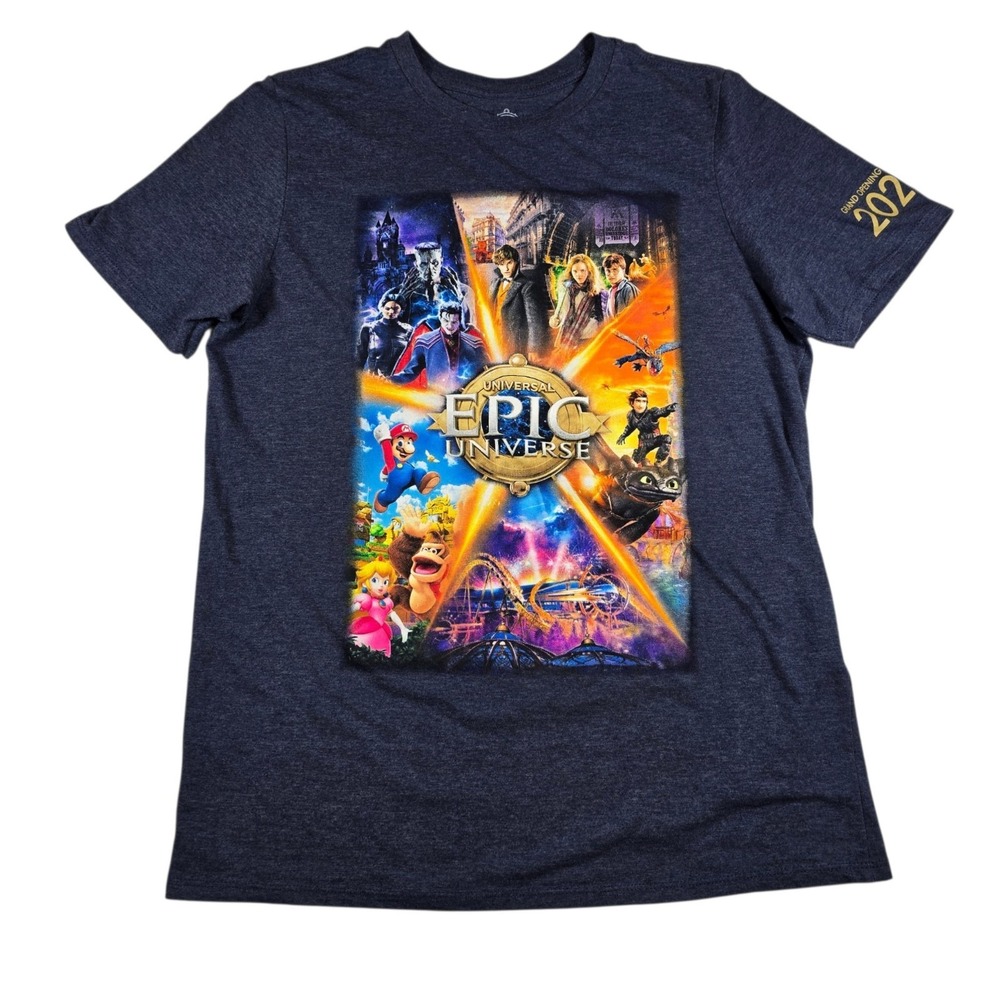 Universal Epic Universe Theme Park Grand Opening Day May 22 2025 T-Shirt Youth L